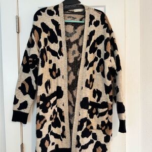Leopard Print Open Front Cardigan Sweater